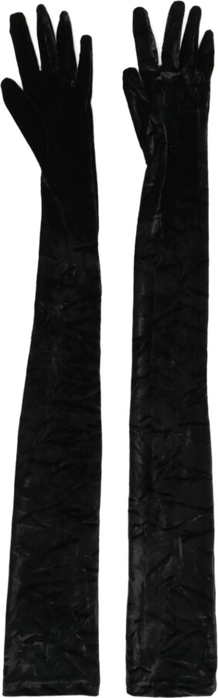 Crushed-Velvet Elbow-Length Gloves