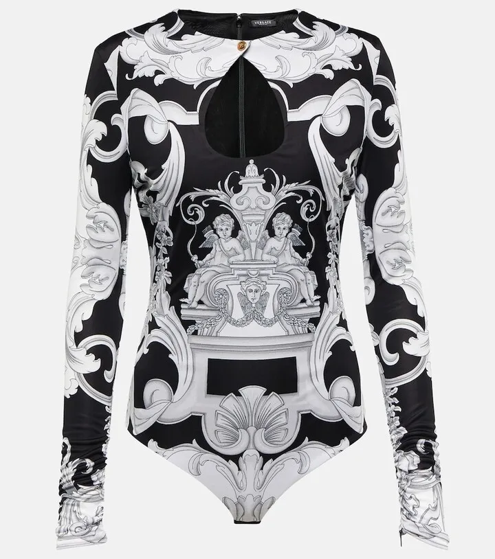 Baroque cutout jersey bodysuit