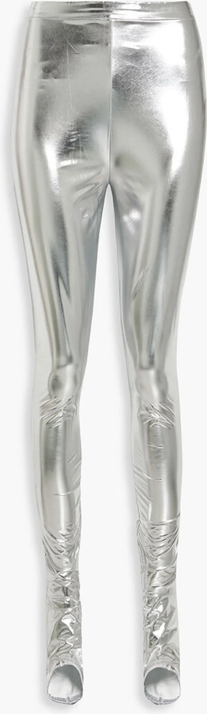 Metallic vinyl stirrup leggings
