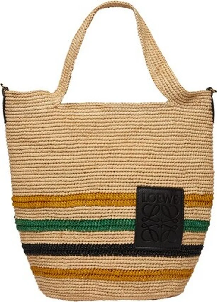 Mini basket bag with stripes