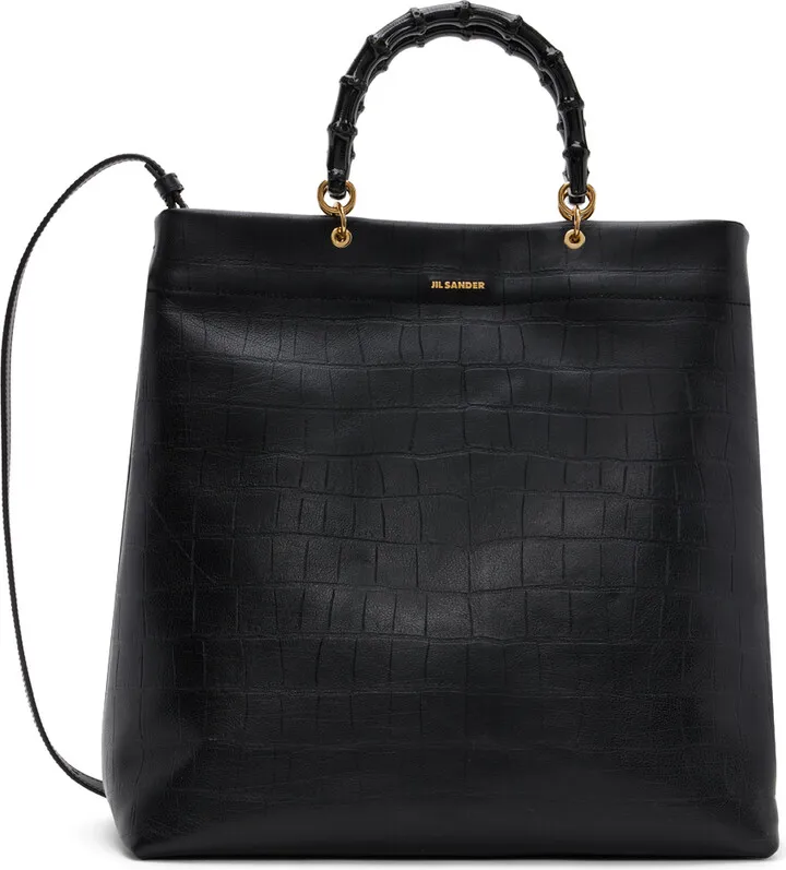 Jil Sander Black Medium Leather Tote