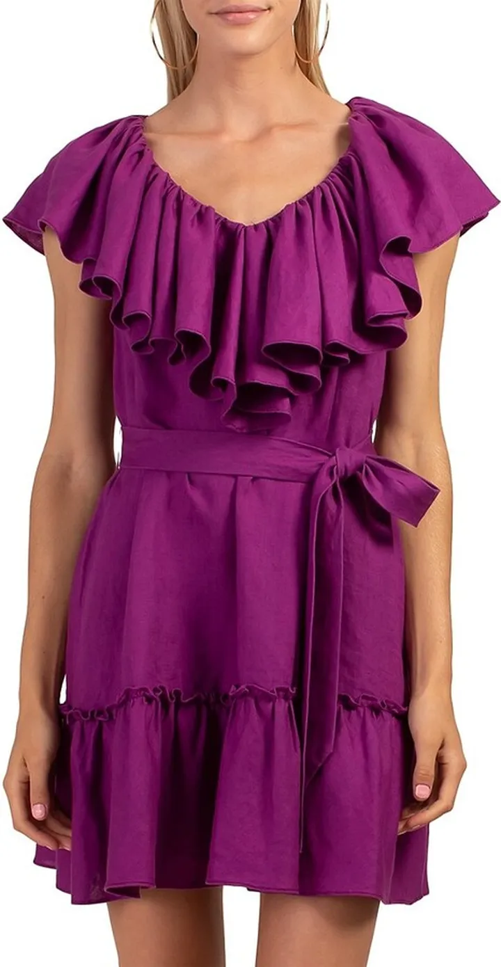 Vacation Ruffled Linen Mini Dress