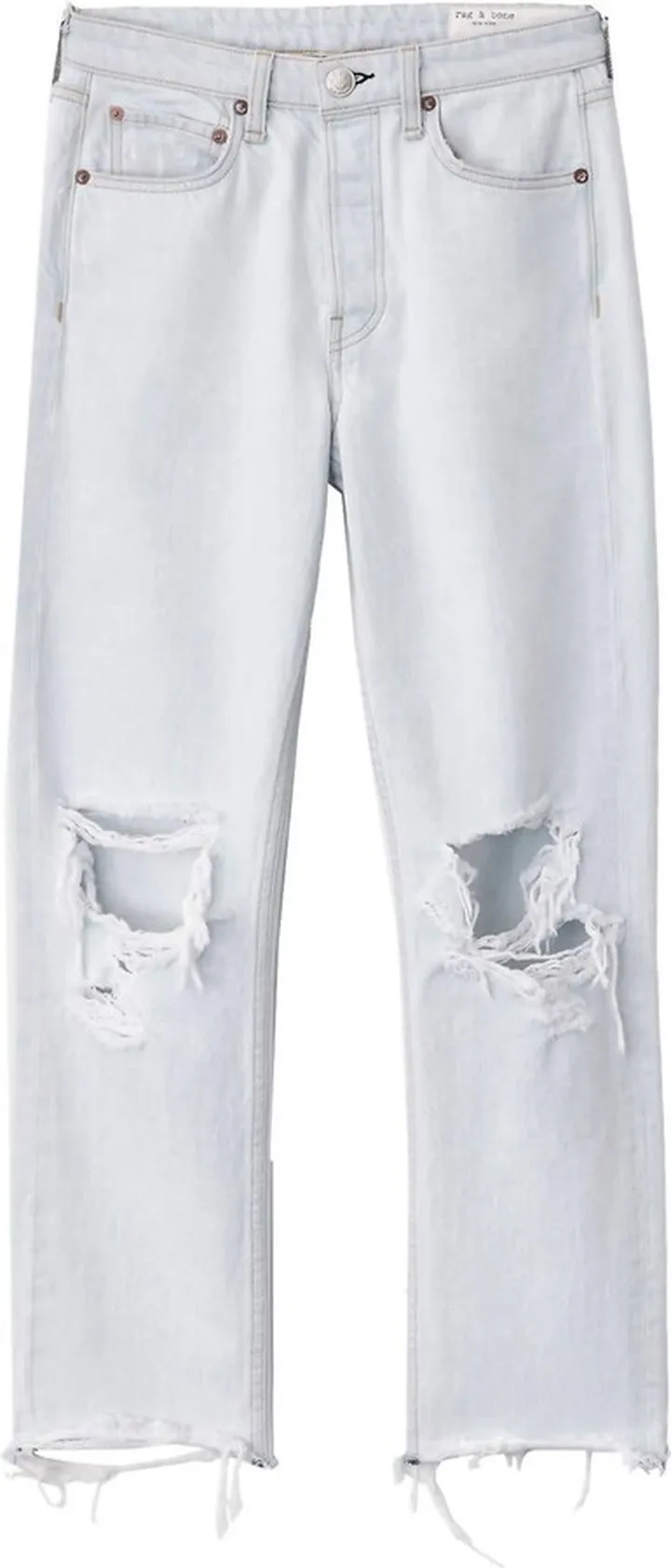 Maya High Rise Slim Ditch Plain Ripped Jeans in White
