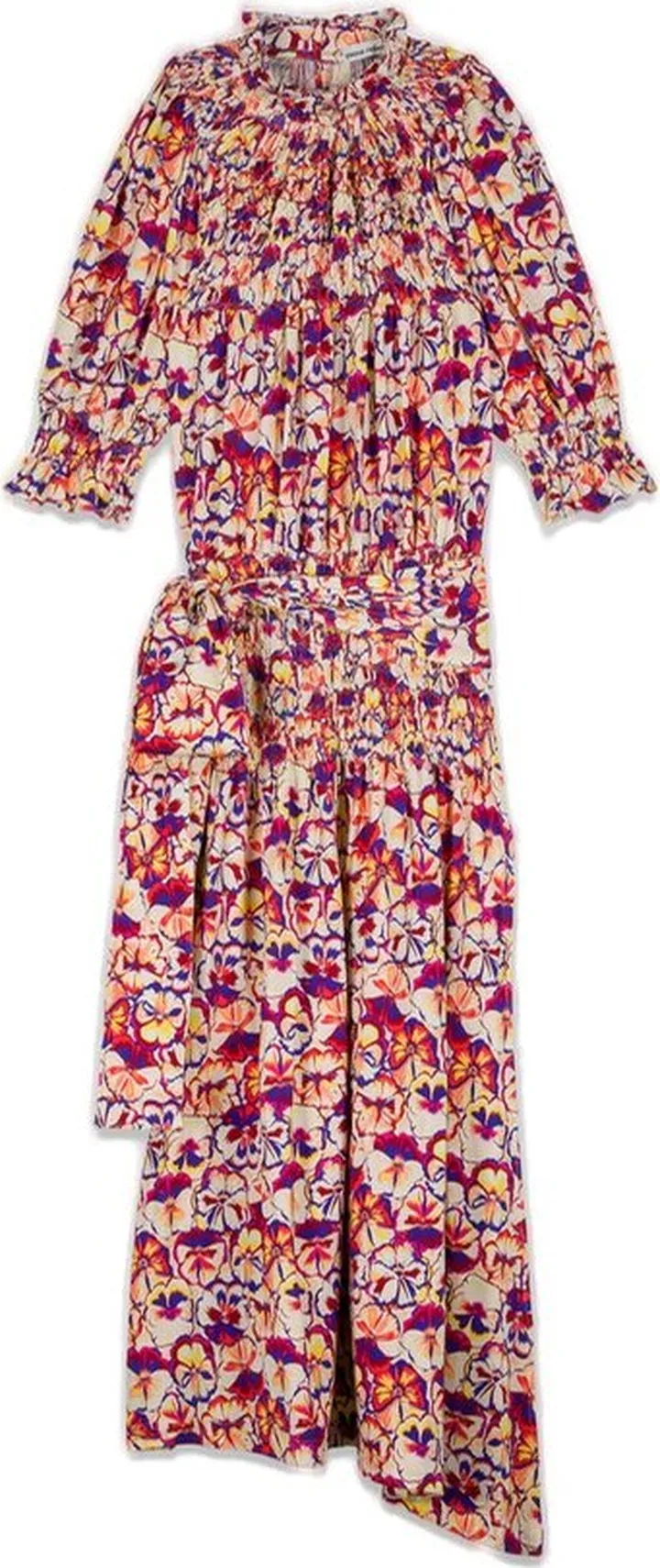 Paco Rabanne Ruched Asymmetric Hem Midi Dress