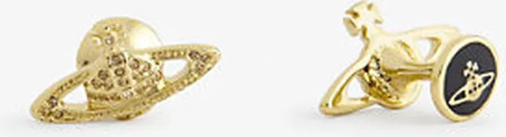 Mens Gold Light Suzon Logo-engraved Brass Cufflinks