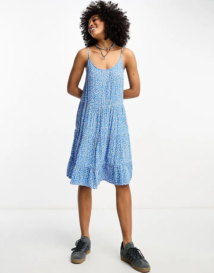 Only tiered mini dress in blue floral