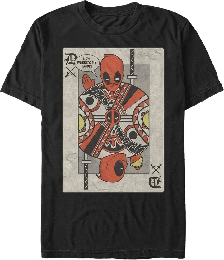Men's Marvel Deadpool Playing Card T-Shirt - Black - Medium
