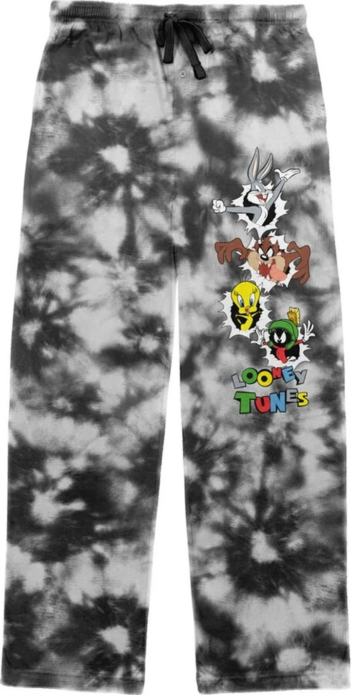 Looney Tunes Looney Gang Characters Men’s Black Cloud Wash Drawstring Sleep Pants-3XL