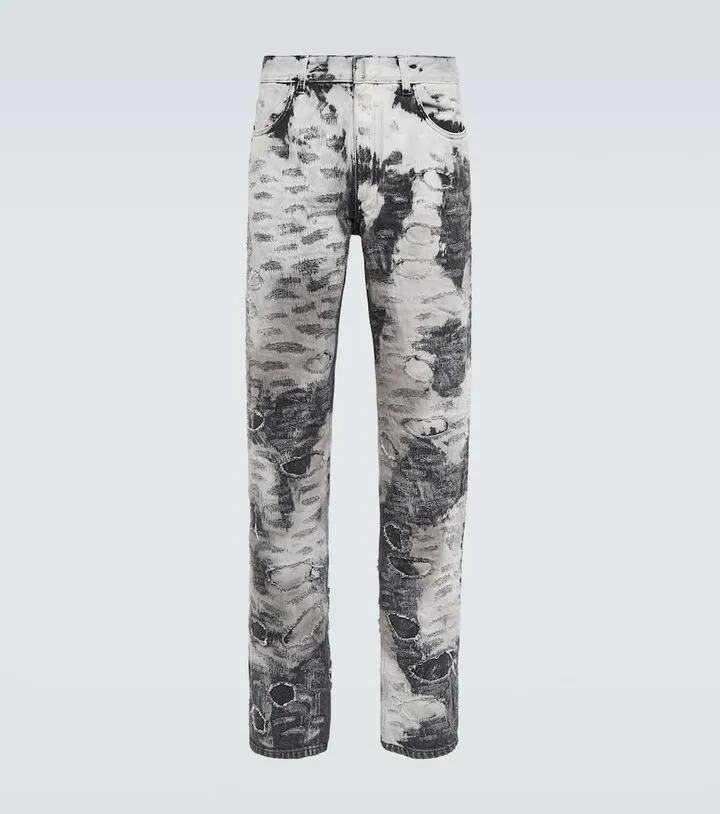 Distressed slim jeans