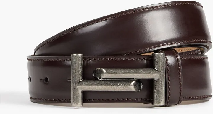 Double T glossed-leather belt