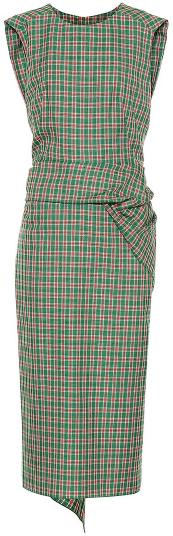 Checked cotton-blend midi dress