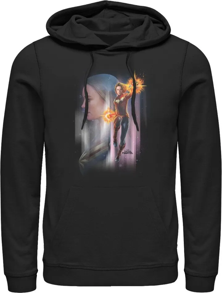 Men's Marvel Captain Marvel Galactic Profile Pull Over Hoodie - Black - 3X Large