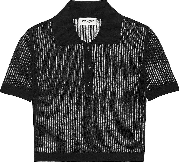 Sheer Cropped Polo Shirt