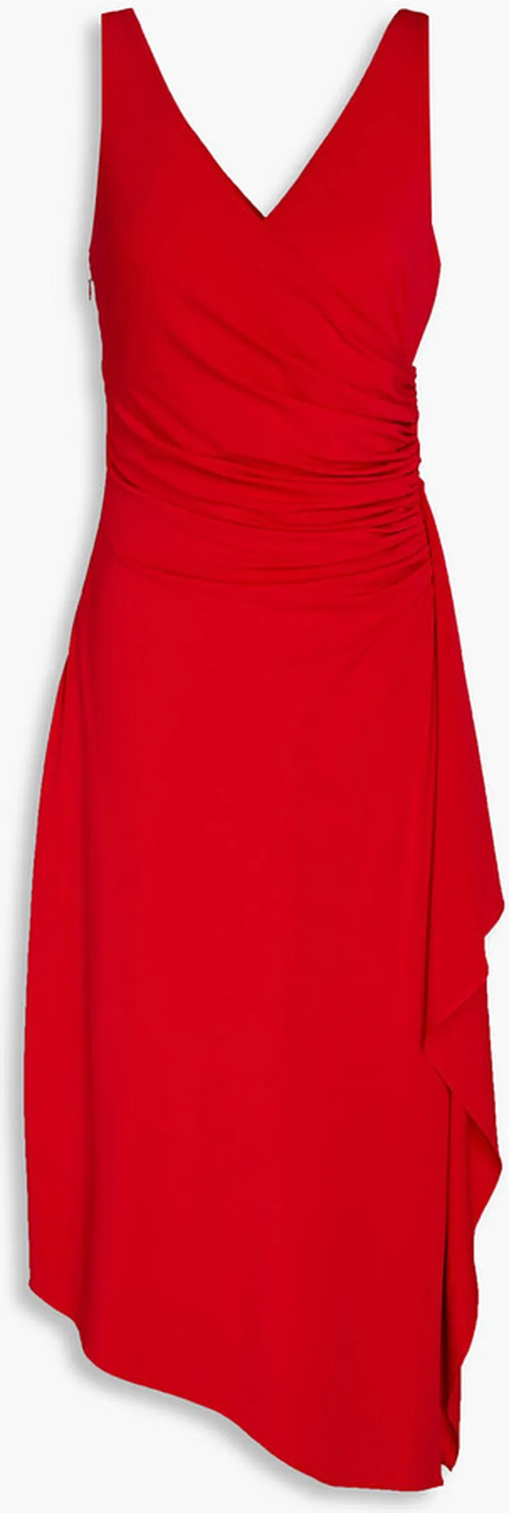 Johnna wrap-effect ruched jersey midi dress