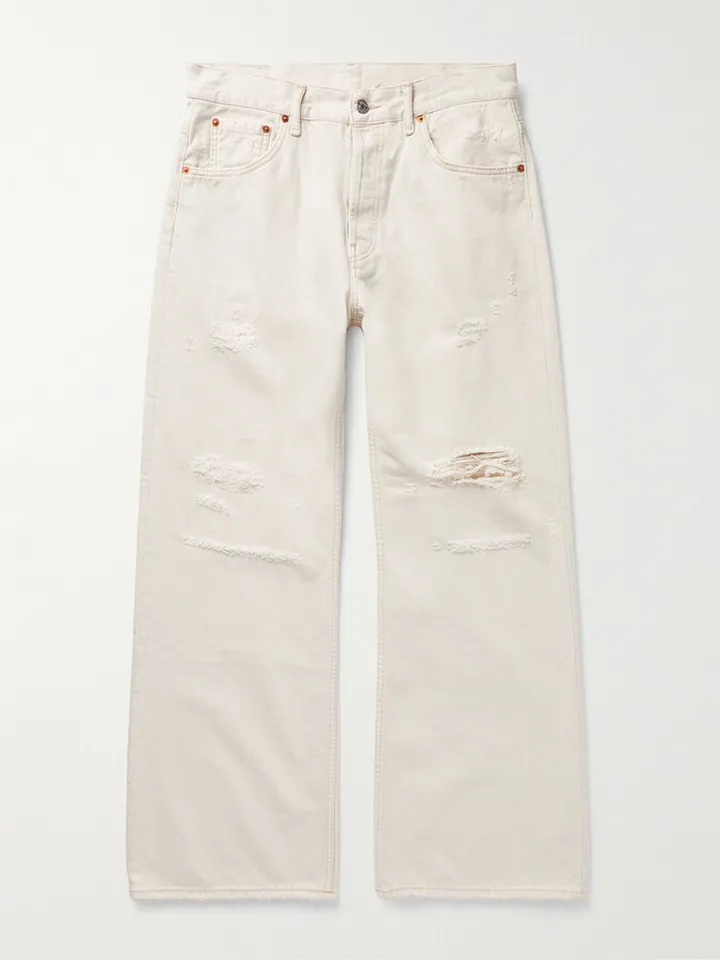 2021M Straight-Leg Distressed Jeans