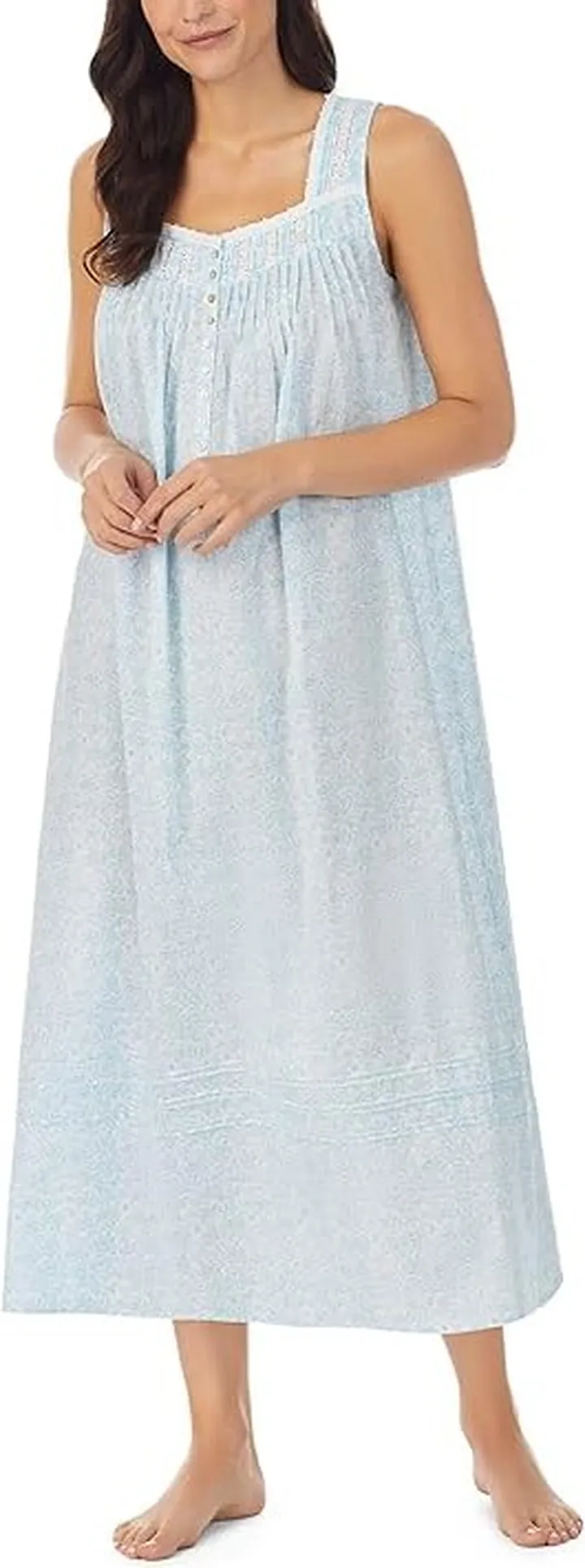 Eileen West Sleeveless Ballet Gown (Aqua Floral) Women's Pajama