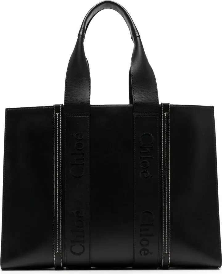 Woody large leather tote bag