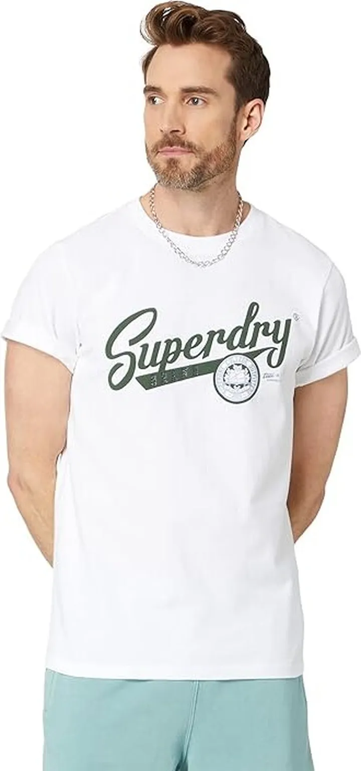 Superdry Vintage Scripted College Tee (Optic) Men's Clothing