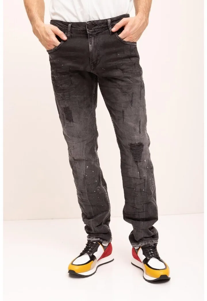 Ron Tomson Men's Modern Distressed Denim Jeans