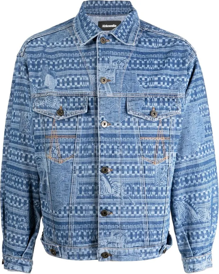Abstract Pattern Denim Jacket