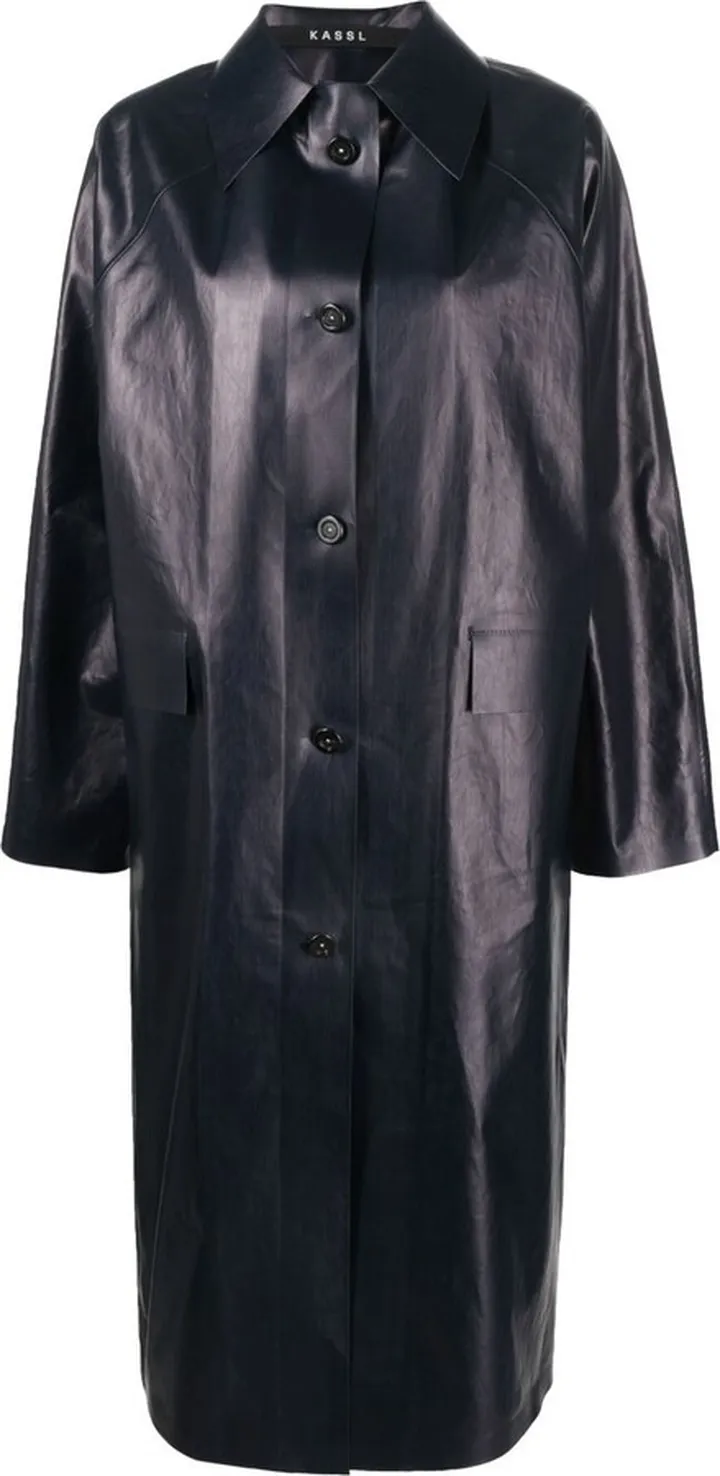 Faux-Leather Trench Coat