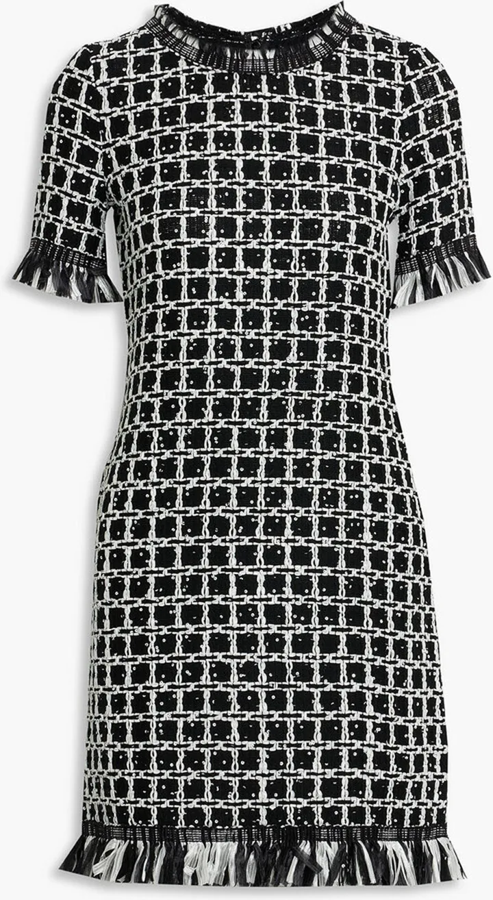 Sequin-embellished jacquard-knit wool-blend mini dress