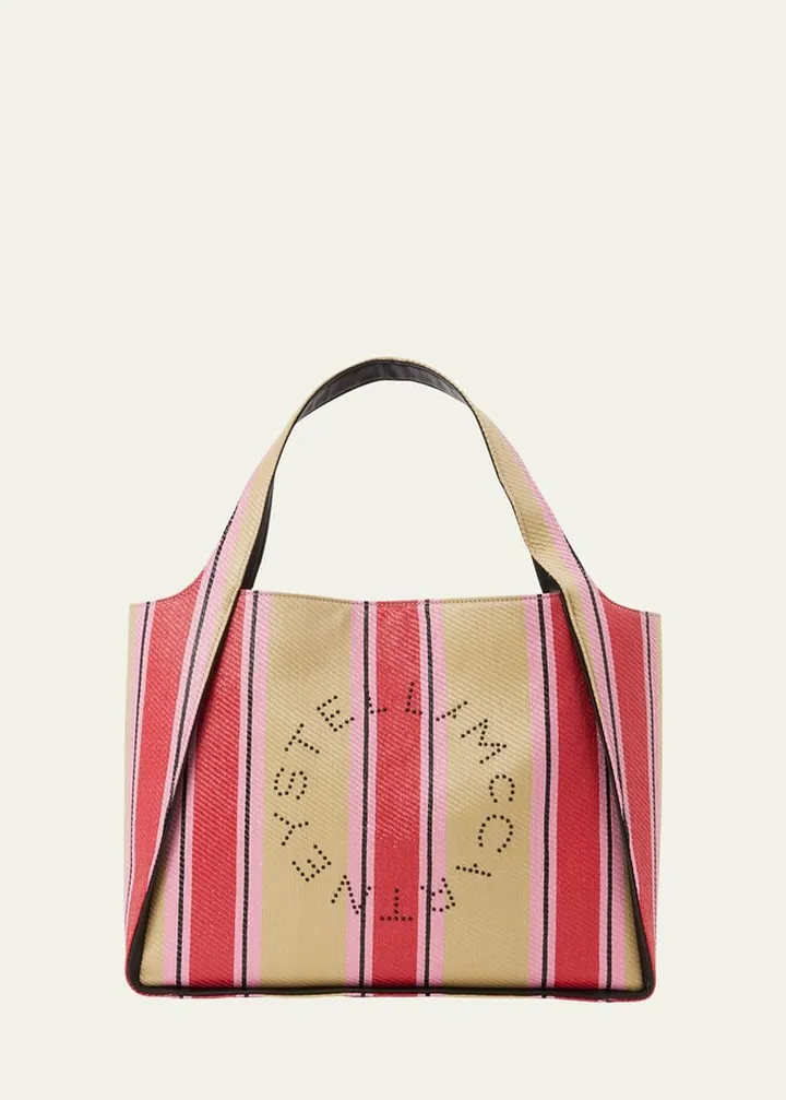 Logo Striped East-West Tote Bag