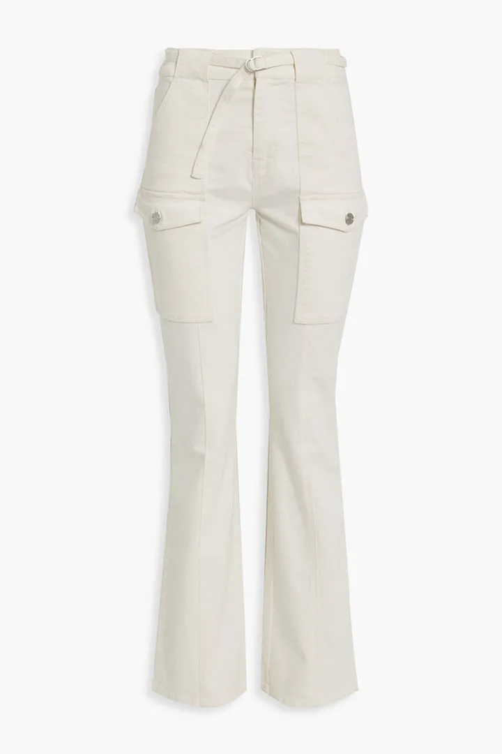 Belted high-rise bootcut jeans