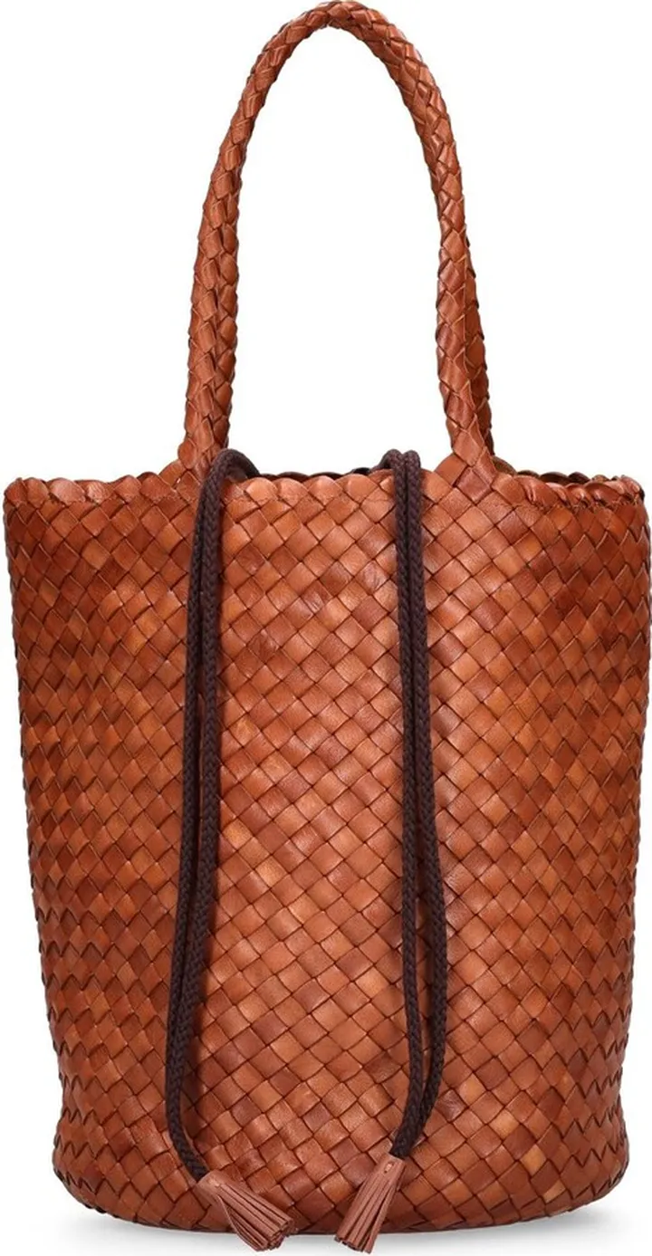 Hand braided leather straps basket bag