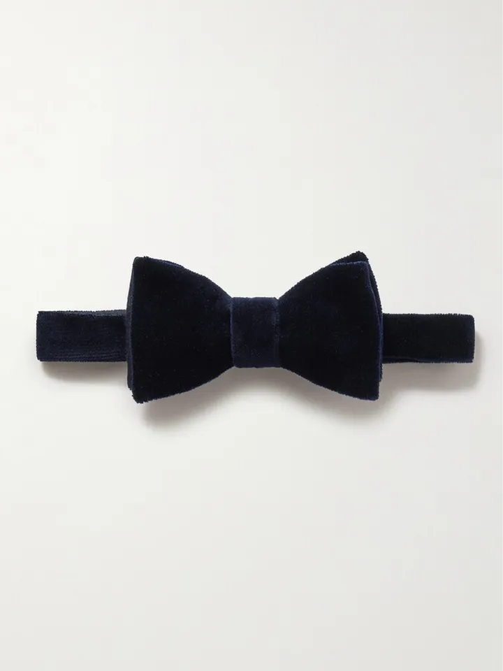 Pre-Tied Cotton-Velvet Bow Tie