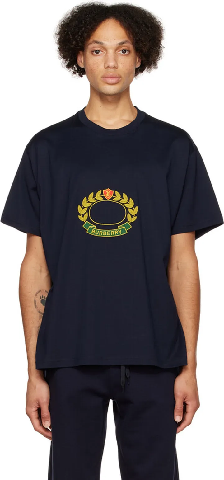 Burberry Navy Oak Leaf Crest T-Shirt