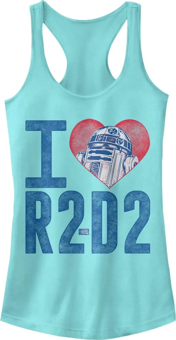 Junior's Star Wars I Love R2-D2 Racerback Tank Top - Cancun - Medium