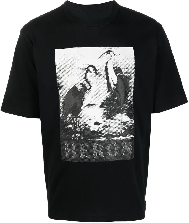 heron-print T-shirt