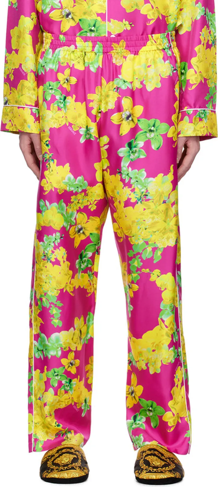 Versace Underwear Pink Floral Pyjama Pants