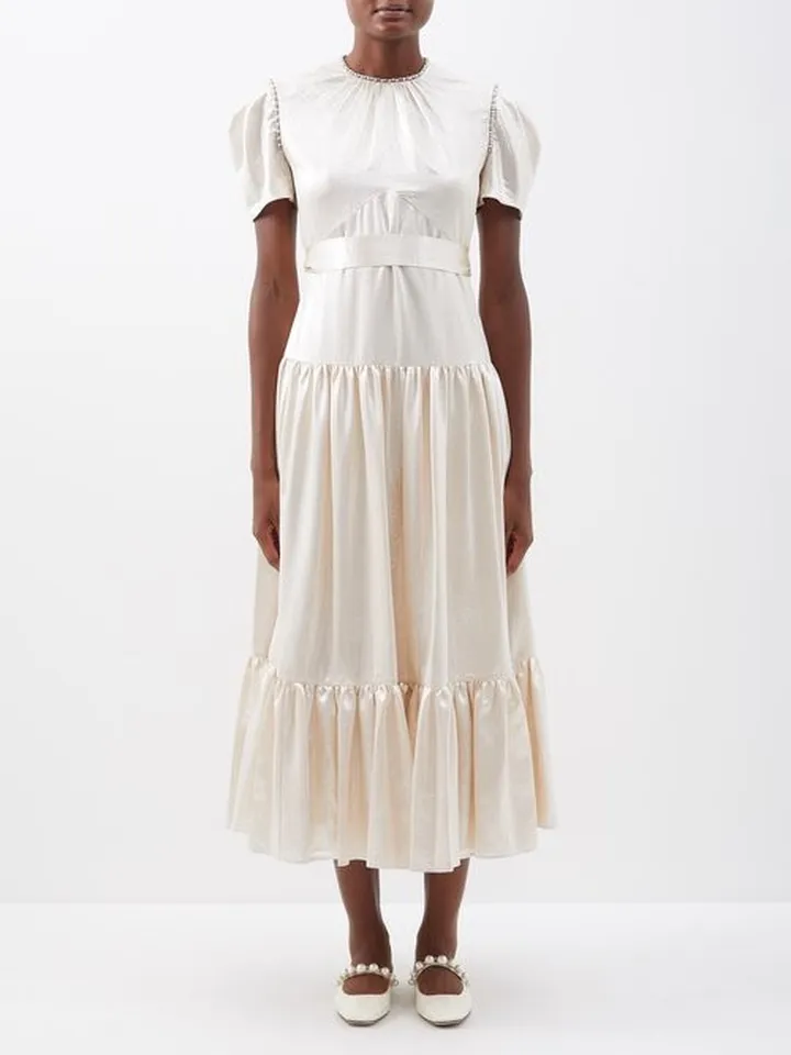 Laurina Pearl-embellished Silk-blend Dress