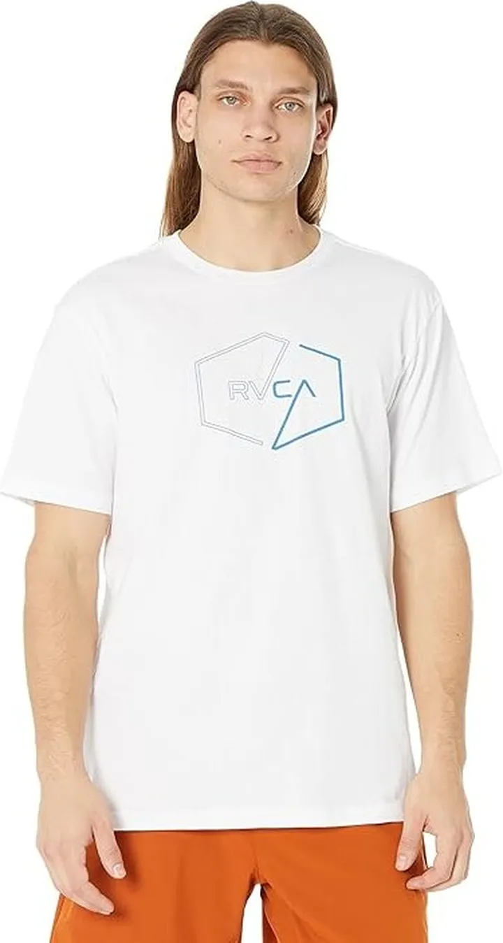 RVCA Halfway Short Sleeve Tee (White) Men's Clothing