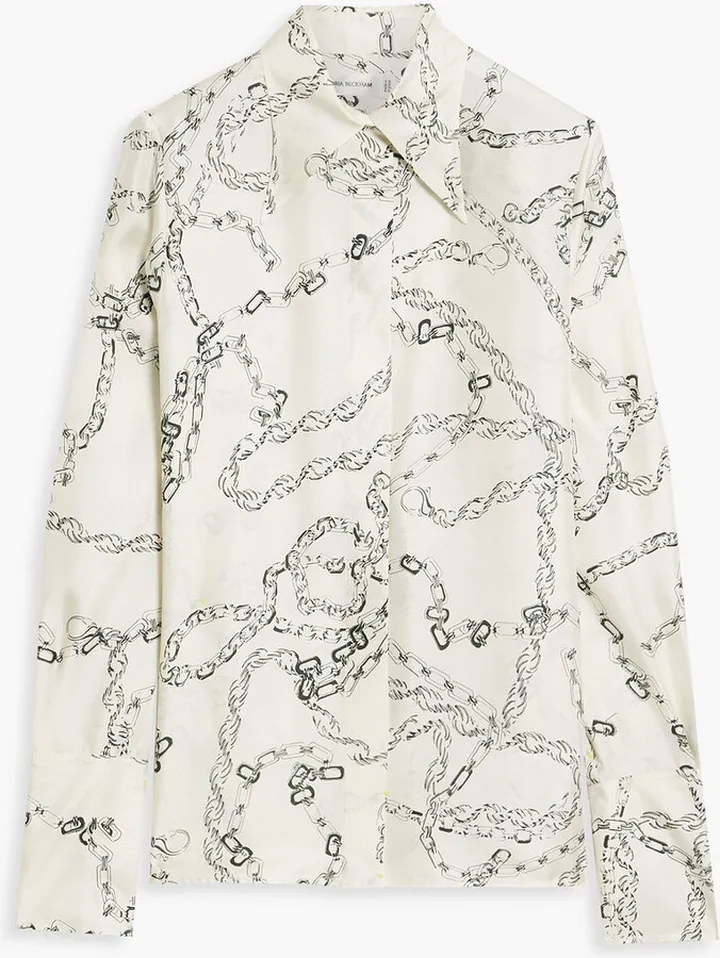 Printed silk-twill shirt