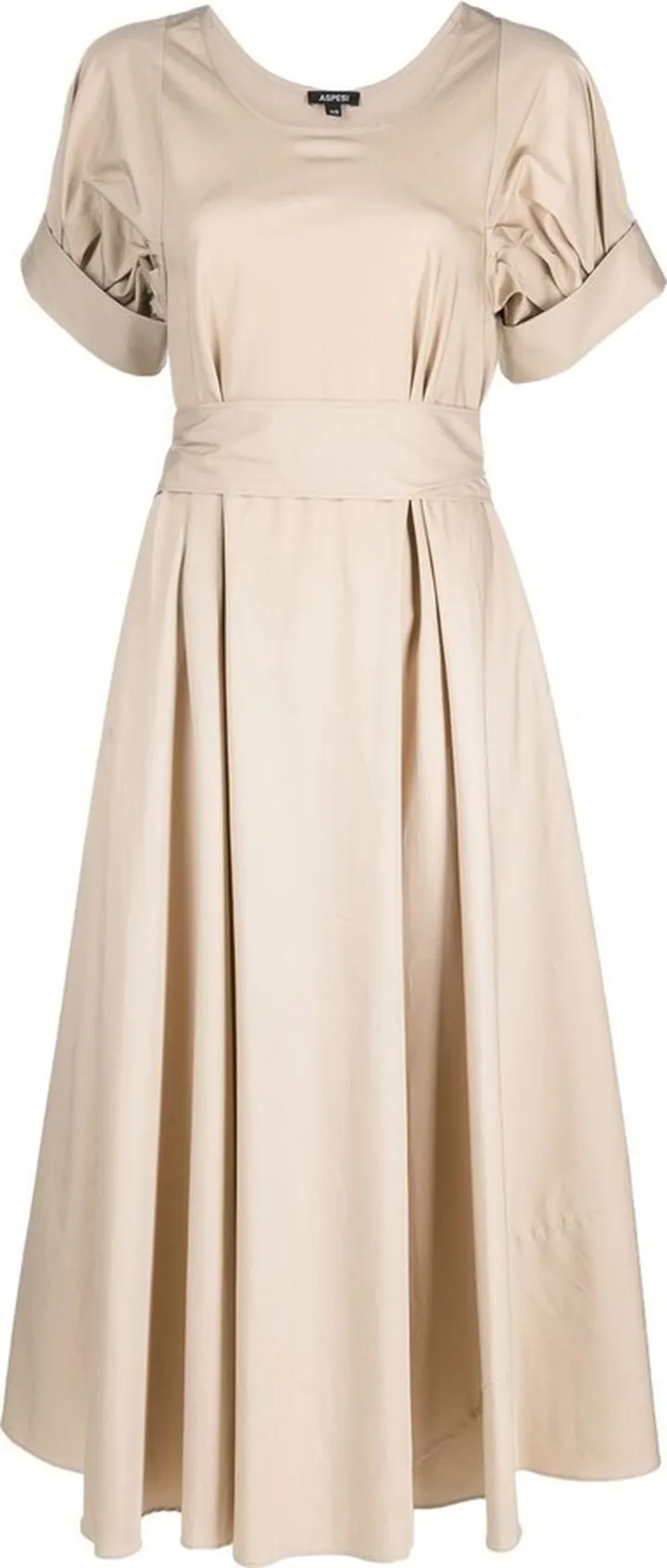 Rear-Tie Short-Sleeve Midi Dress