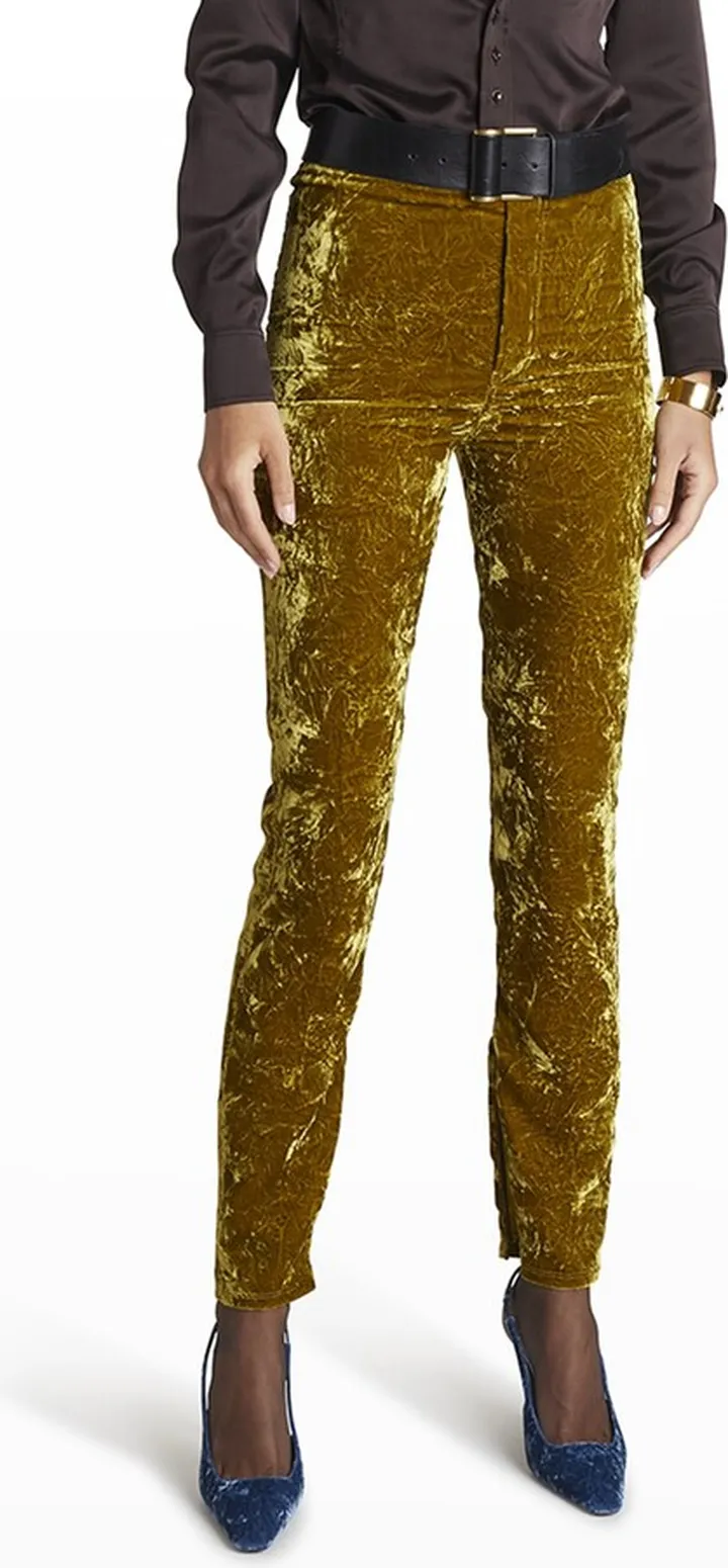Crushed Velvet Skinny-Leg Pants