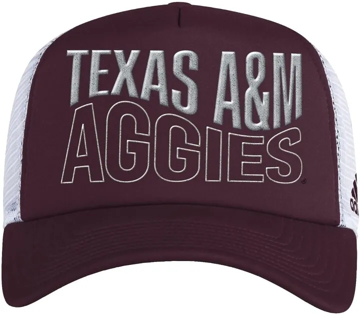 Men's adidas Maroon and White Texas A & M Aggies Wave Foam Trucker Snapback Hat