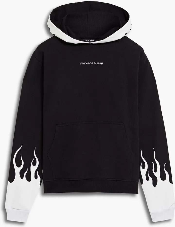 Embroidered coated French cotton-terry hoodie