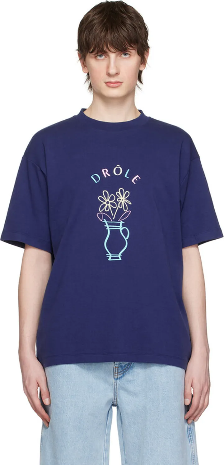 Drôle De Monsieur Navy 'Le T-Shirt Pot De Fleurs' T-Shirt