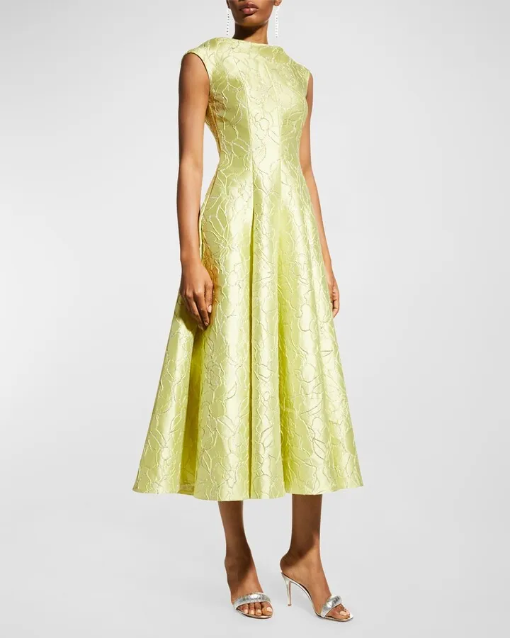 Silverline Floral Jacquard Midi Dress
