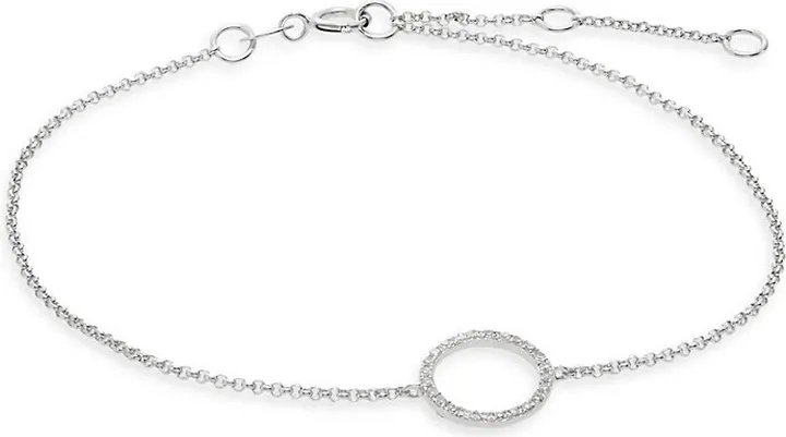 14K White Gold & Diamond Circle Bracelet