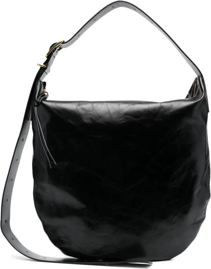 Medium Crinkled Leather Shoulder Bag