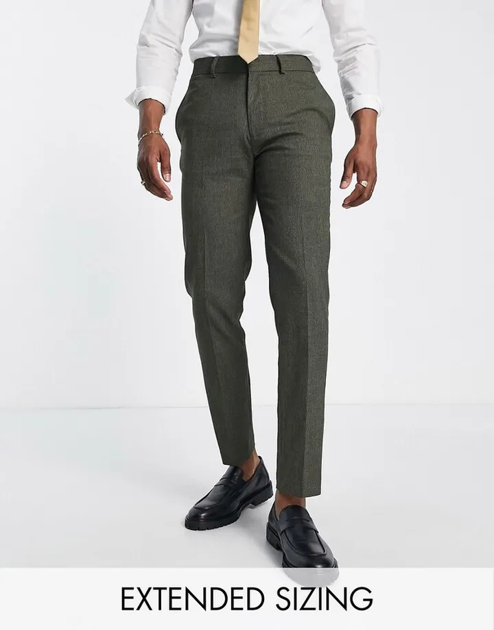 ASOS DESIGN wedding skinny suit trousers in forest green micro texture
