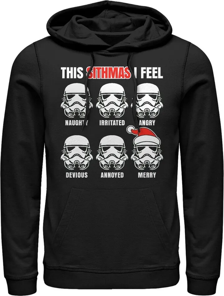 Men's Star Wars Christmas Sithmas Stormtroopers Pull Over Hoodie - Black - 3X Large