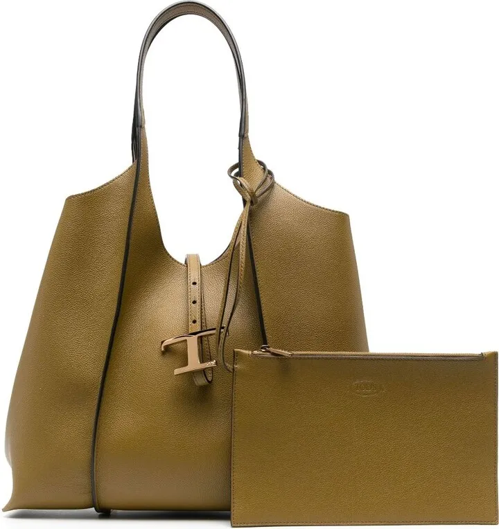 Brown T Timeless Leather Shoulder Bag