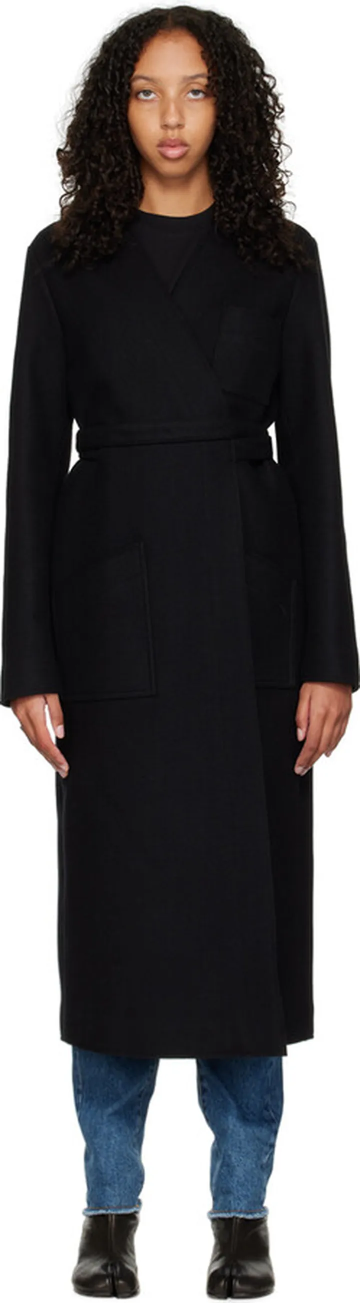 MM6 Maison Margiela Black Wrap Coat