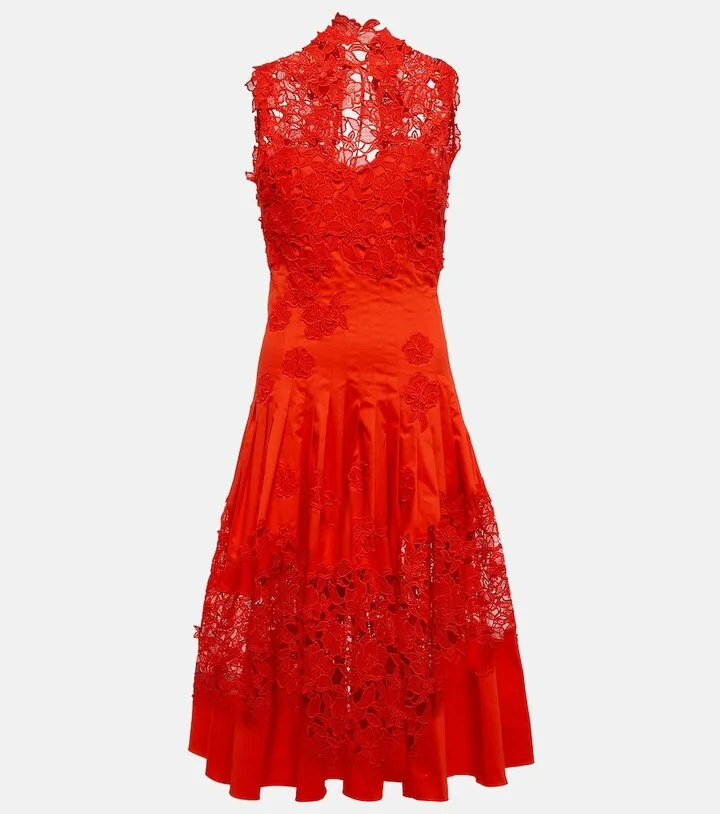 Guipure lace midi dress